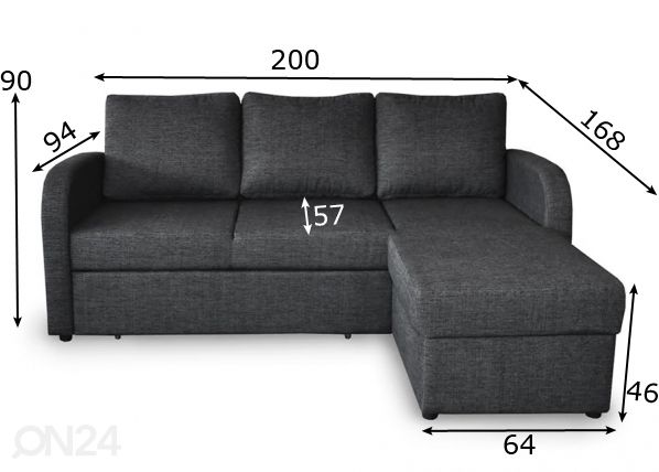 Угловой диван-кровать с ящиком Susanna размеры