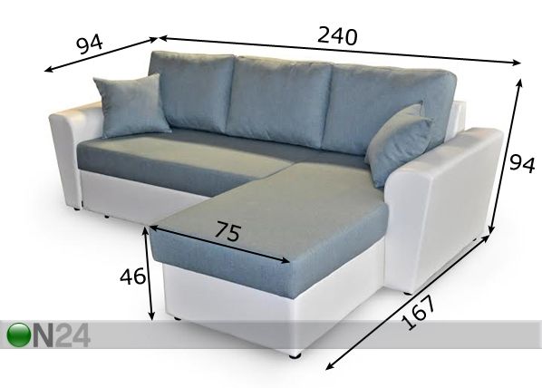 Угловой диван-кровать с ящиком Susanna2 размеры