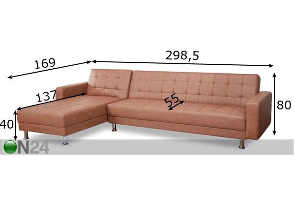 Угловой диван-кровать Gambia размеры