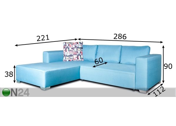 Угловой диван-кровать Paradiso размеры