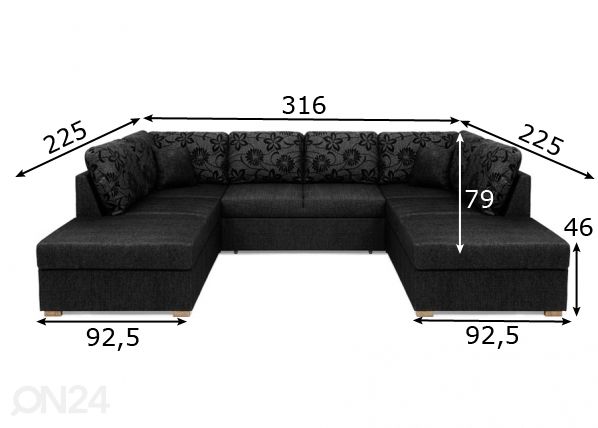 Угловой диван-кровать Silver XL с двумя ящиками размеры
