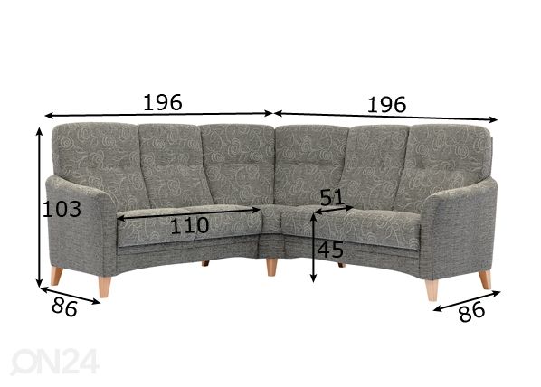Угловой диван Anne размеры