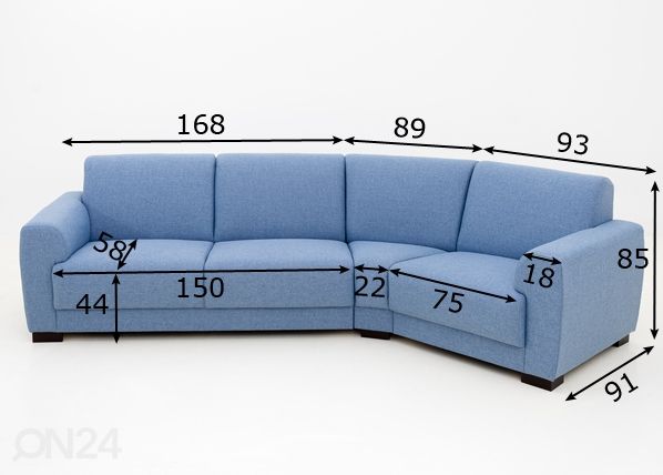Угловой диван Coco размеры