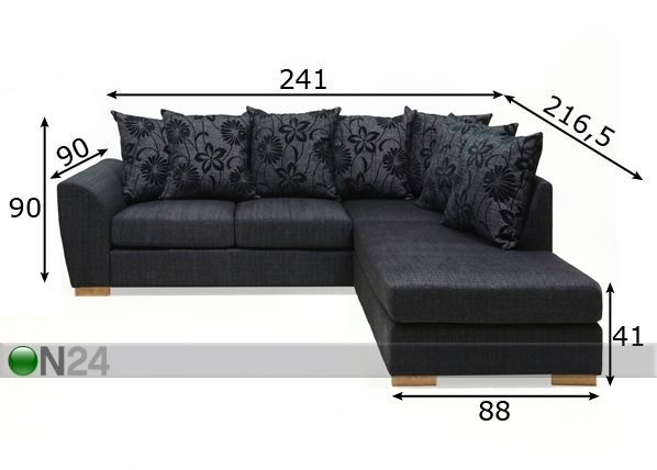 Угловой диван Isabella размеры