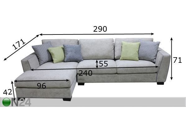 Угловой диван Lucinda размеры