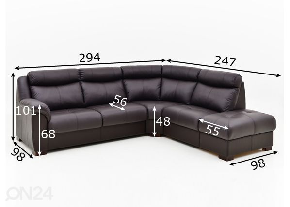 Угловой диван Manchester размеры