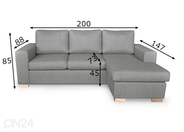 Угловой диван Mango 3FS размеры