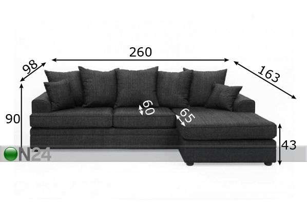 Угловой диван Memphis размеры