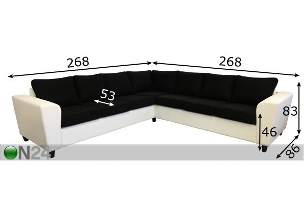 Угловой диван Miina 3N3 размеры