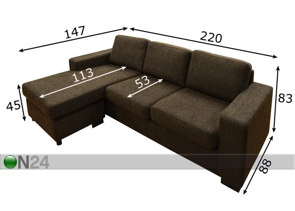 Угловой диван Parlow размеры