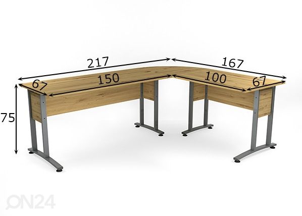 Угловой рабочий стол Dallas 1 217x167 cm размеры