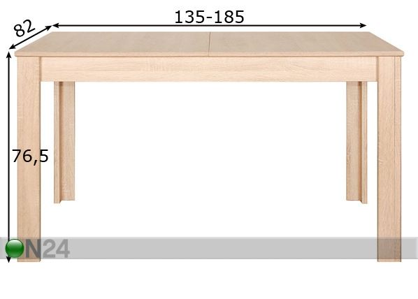 Удлиняемый обеденный стол 82x135-185 cm размеры