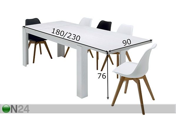 Удлиняемый обеденный стол Tio and You 90x180/230 cm размеры