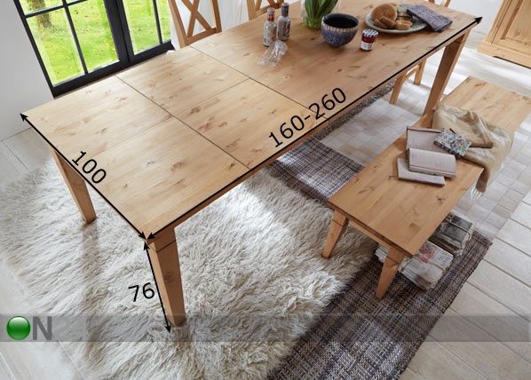 Удлиняемый обеденный стол Windsor 100x160-260 cm размеры