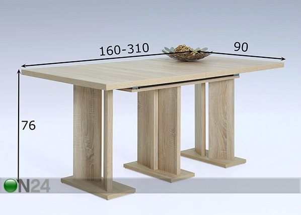 Удлиняемый стол Nadine 90x160-310 cm размеры