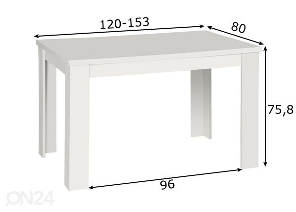 Удлиняющийся кухонный стол Standard 80x120-153 см размеры