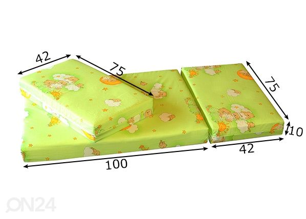 Удлиняющийся матрас Teddy Bear зелёный 75x100+42+42 cm размеры