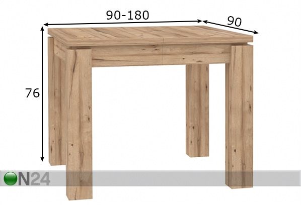 Удлиняющийся обеденный стол 90-180x90 cm размеры