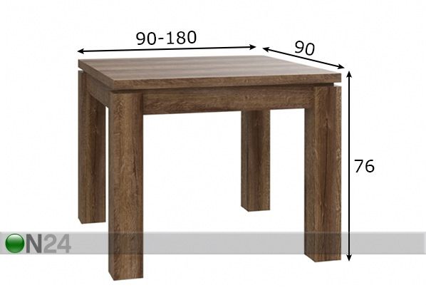 Удлиняющийся обеденный стол 90-180x90cm размеры