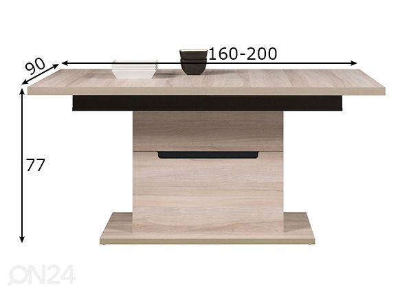 Удлиняющийся обеденный стол 90x160-200 cm размеры