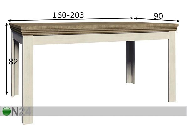 Удлиняющийся обеденный стол 90x160-203cm размеры