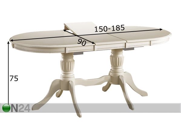 Удлиняющийся обеденный стол Anjelica 90x150-185 cm размеры