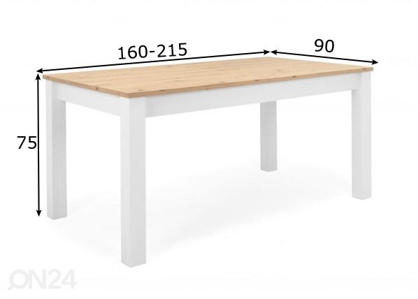 Удлиняющийся обеденный стол Bergen 160-215x90 cm размеры