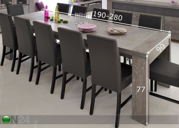 Удлиняющийся обеденный стол Bristol 90x190-280 cm размеры