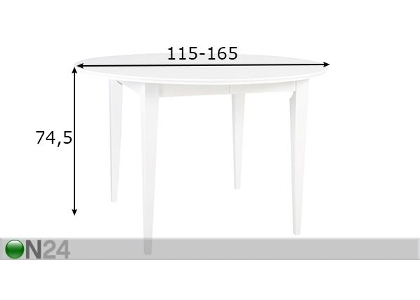 Удлиняющийся обеденный стол Emma 115x115-165 cm размеры