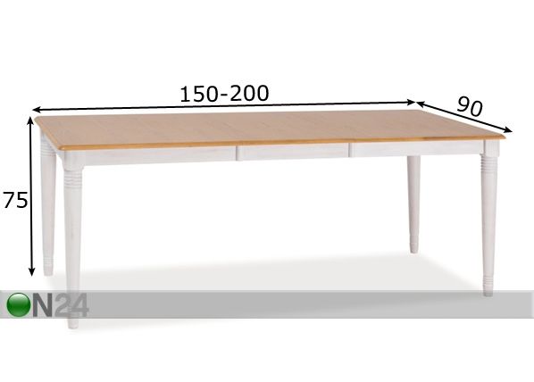 Удлиняющийся обеденный стол Fado II 90x150-200 cm размеры