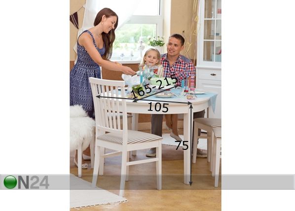 Удлиняющийся обеденный стол Family 105x165-215 cm, белый размеры