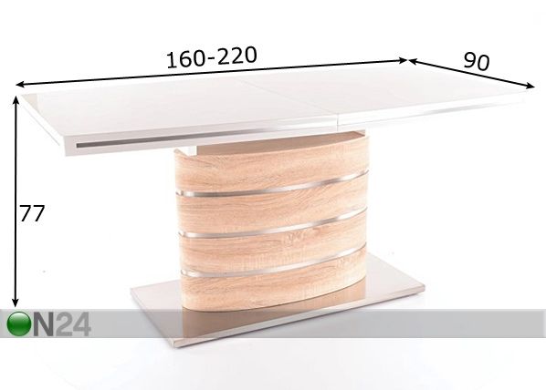 Удлиняющийся обеденный стол Fano 90x160-220 cm размеры