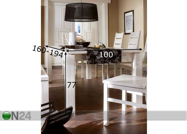 Удлиняющийся обеденный стол Gotland 160-194x100 cm размеры