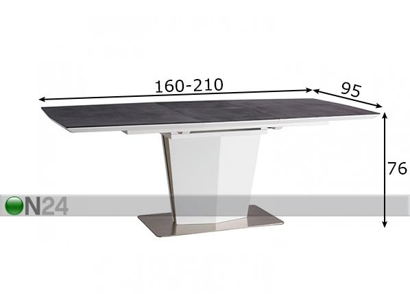 Удлиняющийся обеденный стол Lazzio 160-210x95 cm размеры