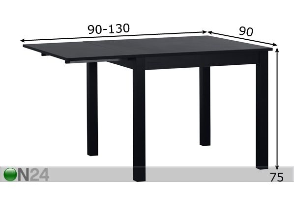 Удлиняющийся обеденный стол Nova 90-130x90 cm размеры
