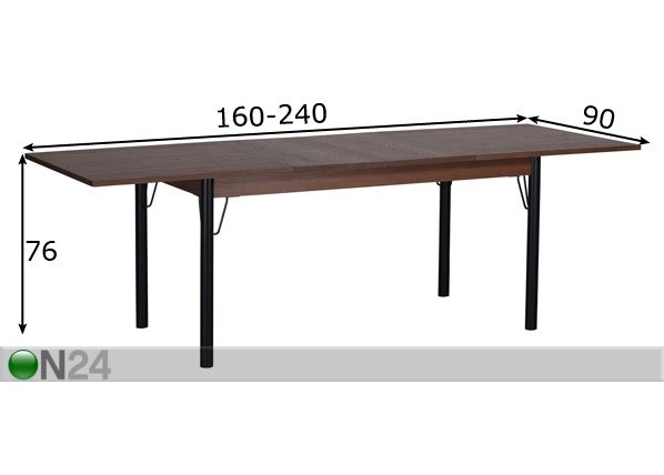 Удлиняющийся обеденный стол Sheffield 160-240x90 cm размеры