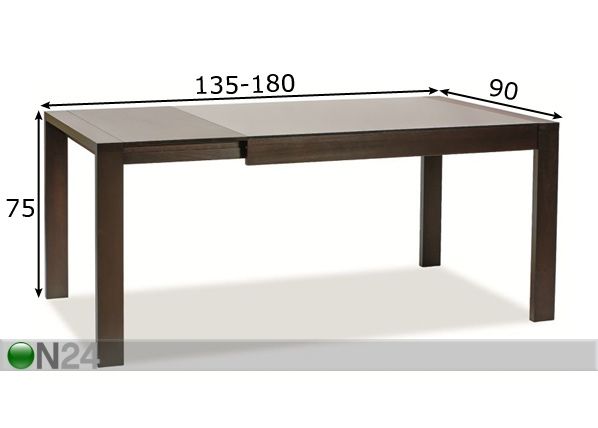 Удлиняющийся обеденный стол Solano 90x135-180 cm размеры