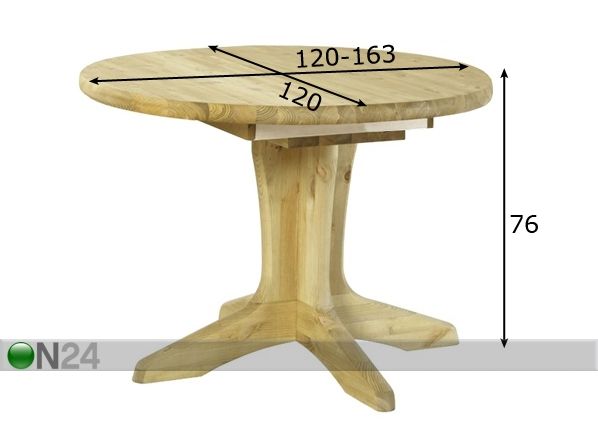 Удлиняющийся обеденный стол Stella 120x120-163 cm размеры