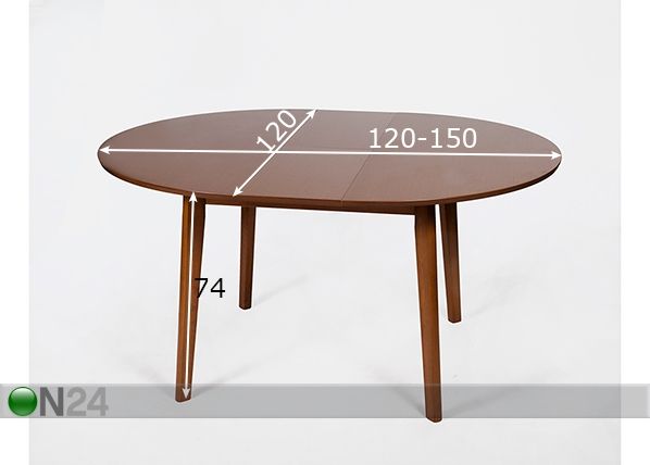 Удлиняющийся обеденный стол Taranto 120x120-150 cm размеры