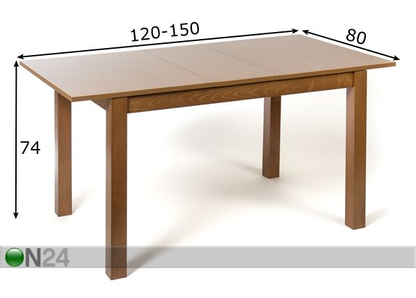 Удлиняющийся обеденный стол Trento 80x120-150 cm размеры