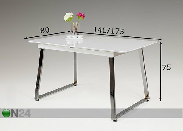 Удлиняющийся обеденный стол Wilma 80x140/175 cm размеры