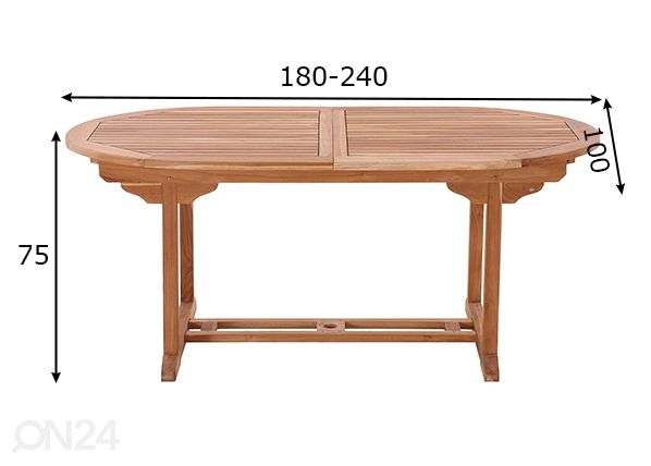 Удлиняющийся садовый стол 180/240x100 cm размеры