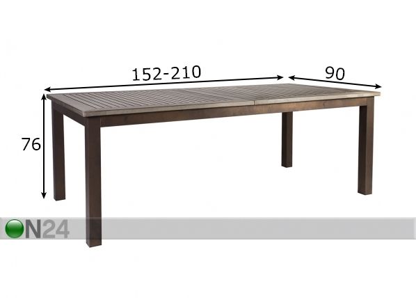 Удлиняющийся садовый стол Monta 90x152-210 cm размеры
