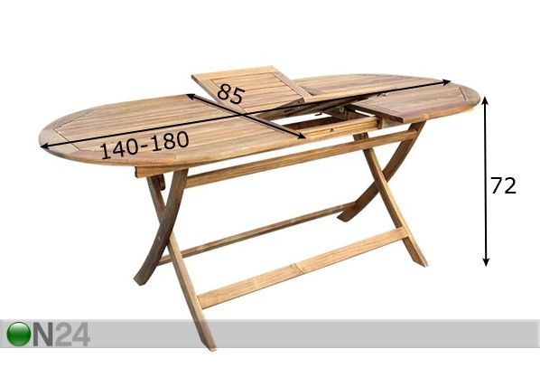Удлиняющийся садовый стол Toledo 85x140-180 cm размеры