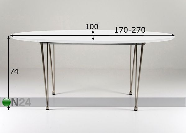 Удлиняющийся стол Belina 100x170-270 см размеры
