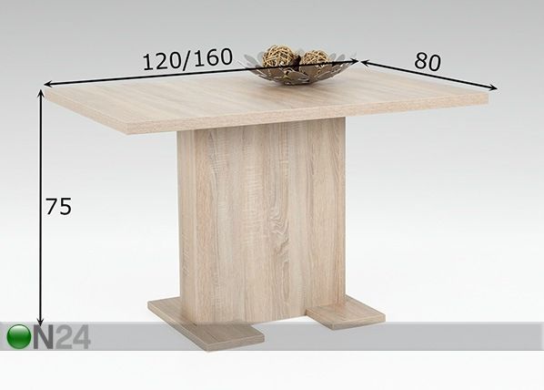 Удлиняющийся стол Dagmar II 80x120/160 cm размеры