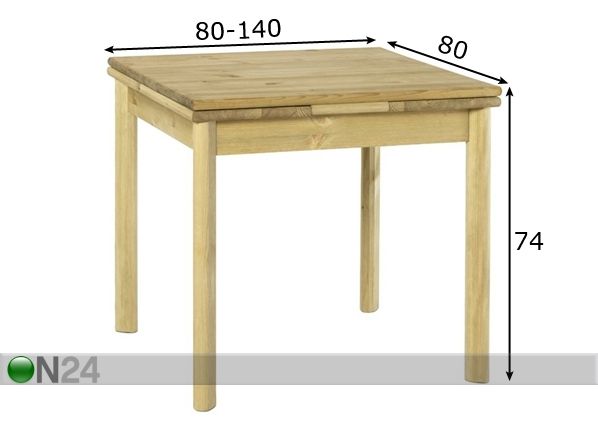 Удлиняющийся стол Tirza 80x80-140 cm размеры