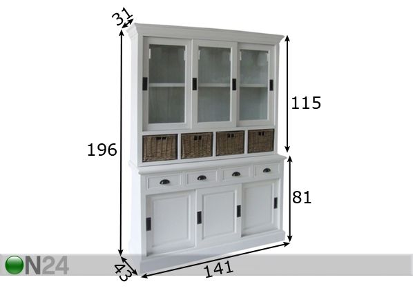 Шкаф-витрина Baxton-02 размеры
