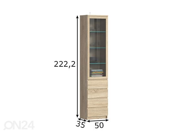 Шкаф-витрина Vesta размеры
