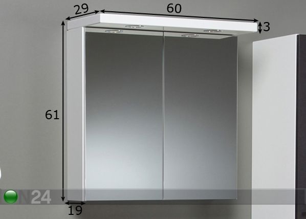 Шкаф в ванную с зеркалом Willingen 60 cm размеры